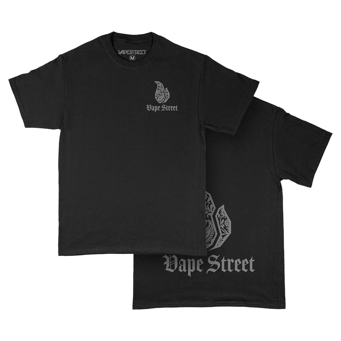 Vape Street Black Grey Paisley T-Shirt - Image 3
