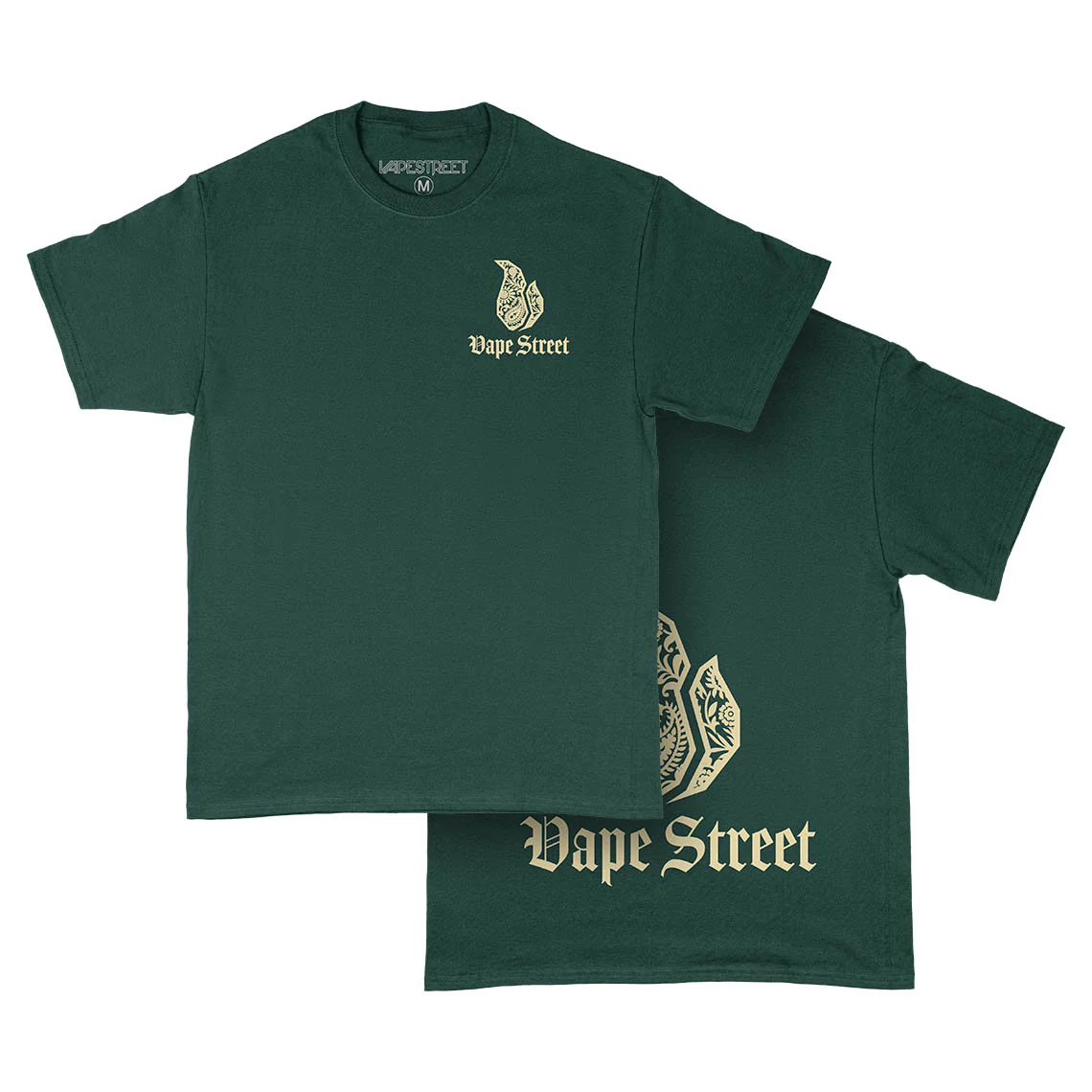 Vape Street Green Gold Paisley T-Shirt - Image 3